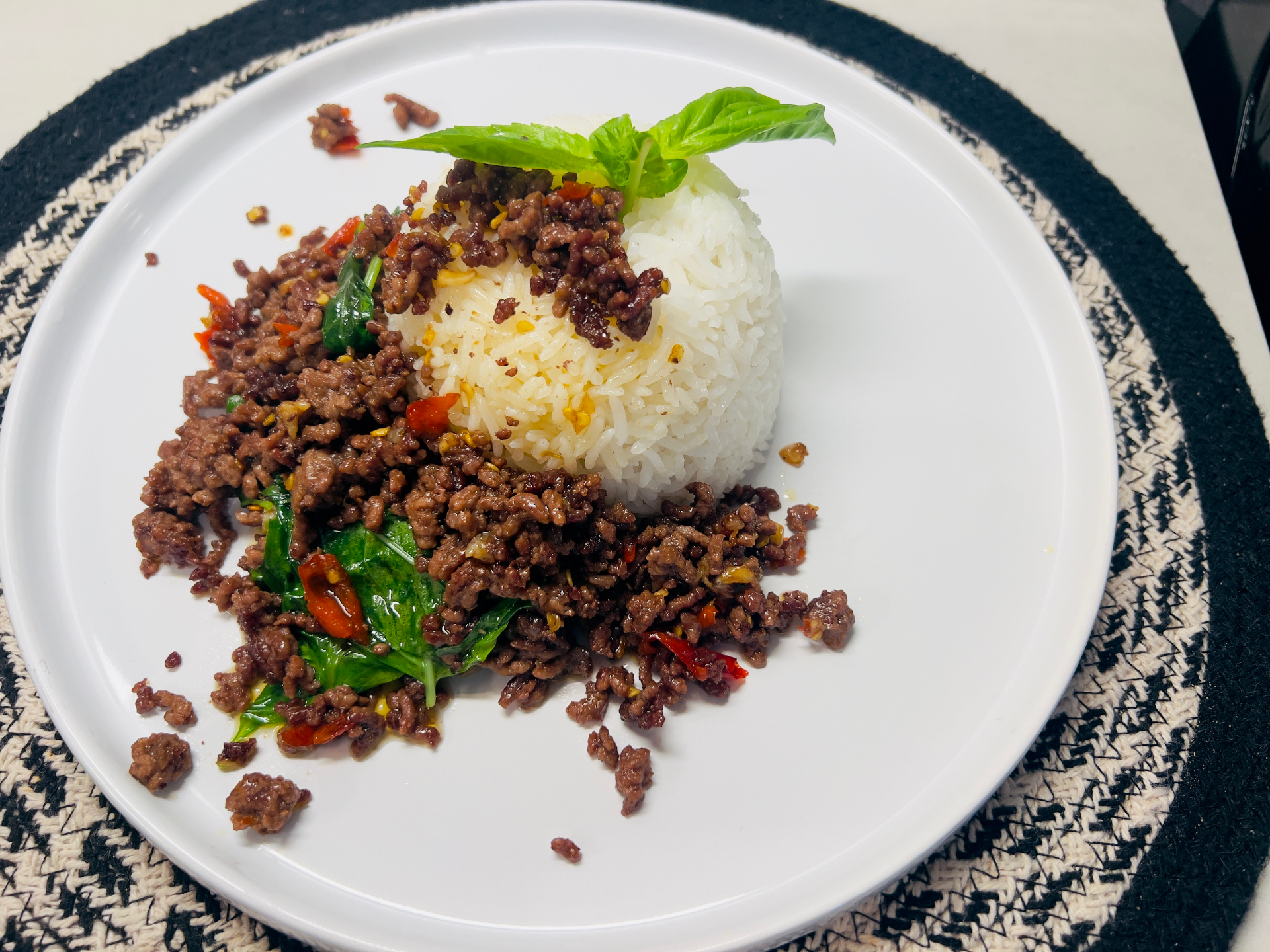 Thai beef basil with jasmine rice